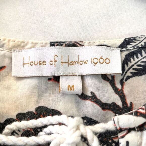 House of Harlow 1960 Peasant Top‎ Womens Size M Flutter Sleeves Floral Blouse - Picture 7 of 12